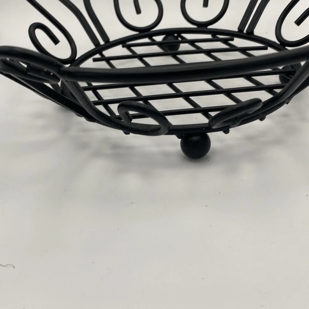 Black metal fruit table decor basket 14x4”